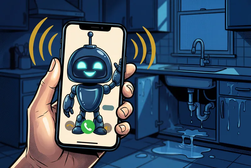 Sparky répond sur l'écran du téléphone pendant la fuite d'eau
